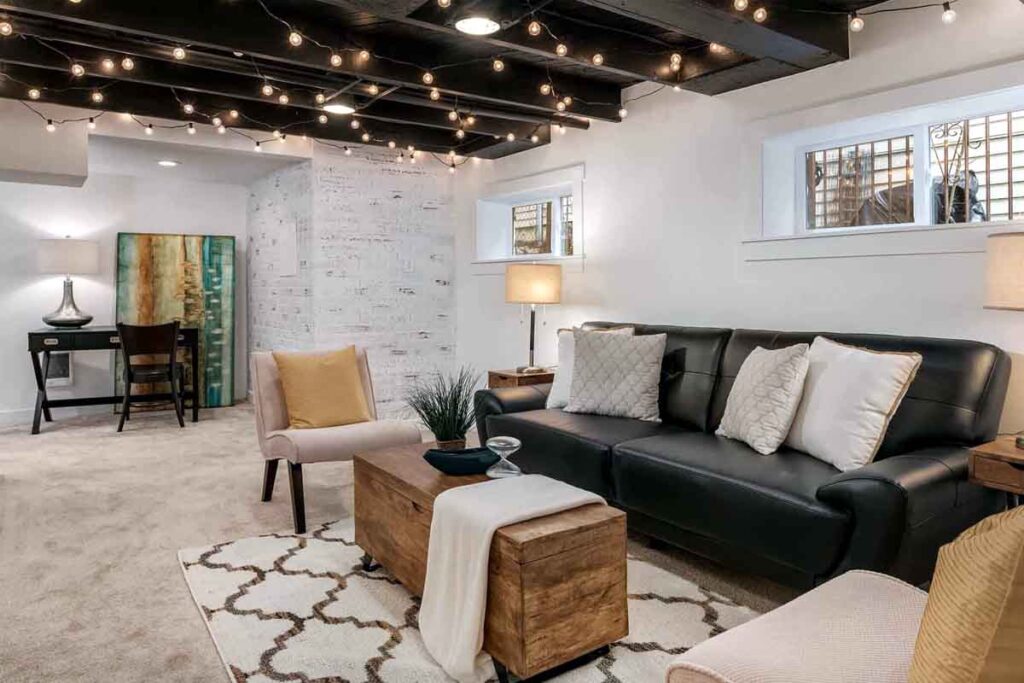 Basement lighting ideas for low ceilings in Seattle WA