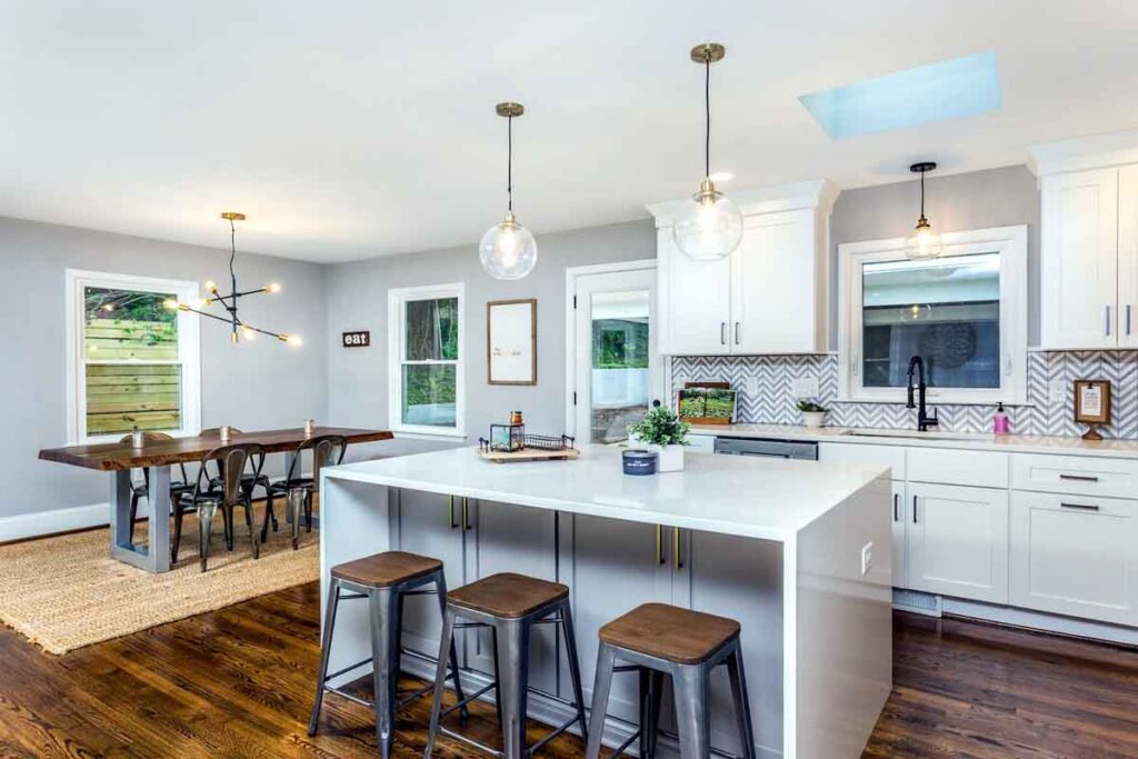 modern kitchen renovation in a split level house with updated design